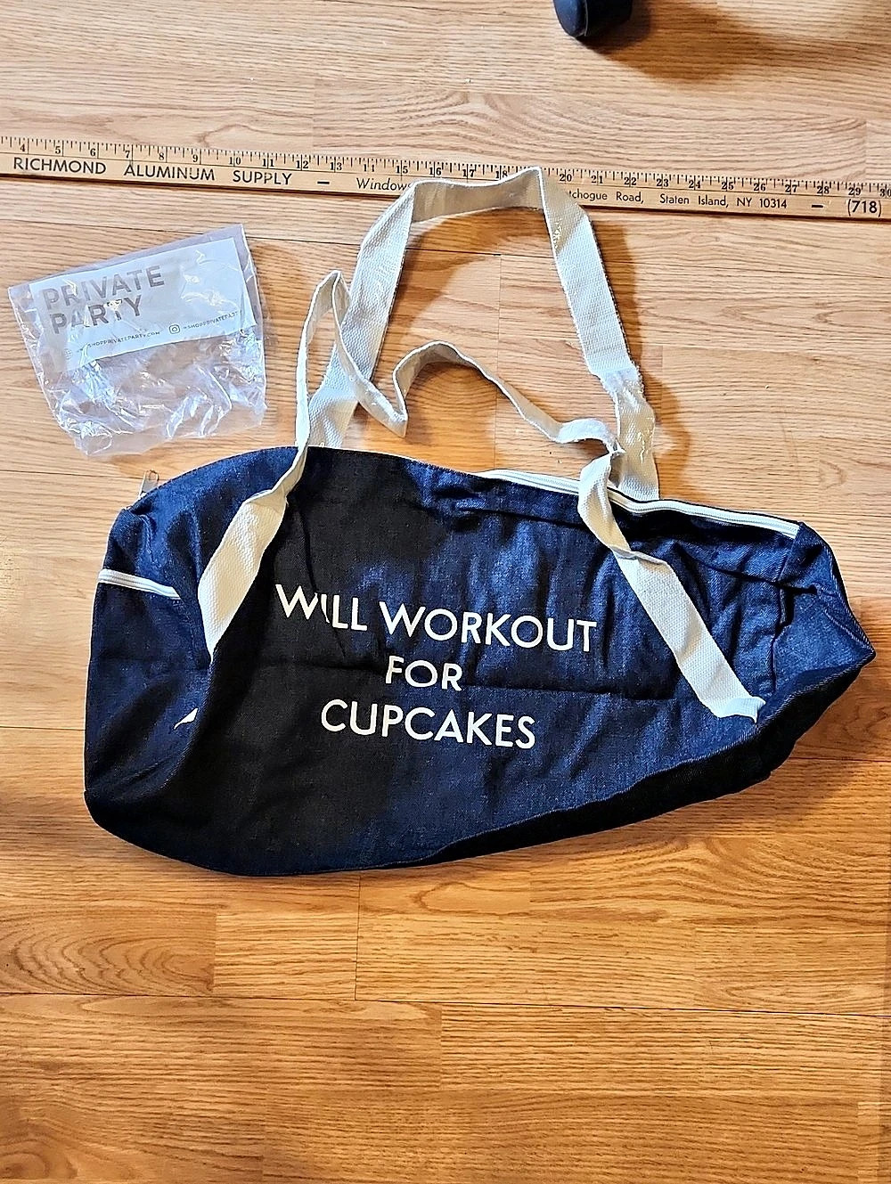 Private Party Denim  Workout Zip Tote  in Denim